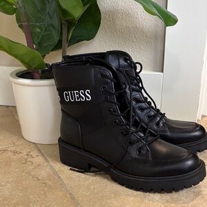 GUESS Black Combat Boots with Logo